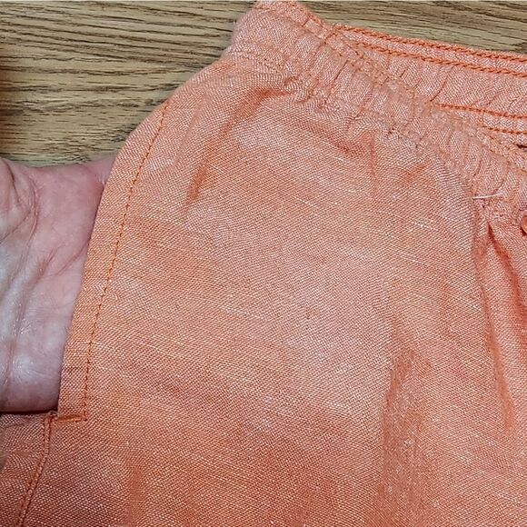 🧵📷🔹️Dash Orange Linen Blend Cropped Pants Medium - Picture 7 of 12